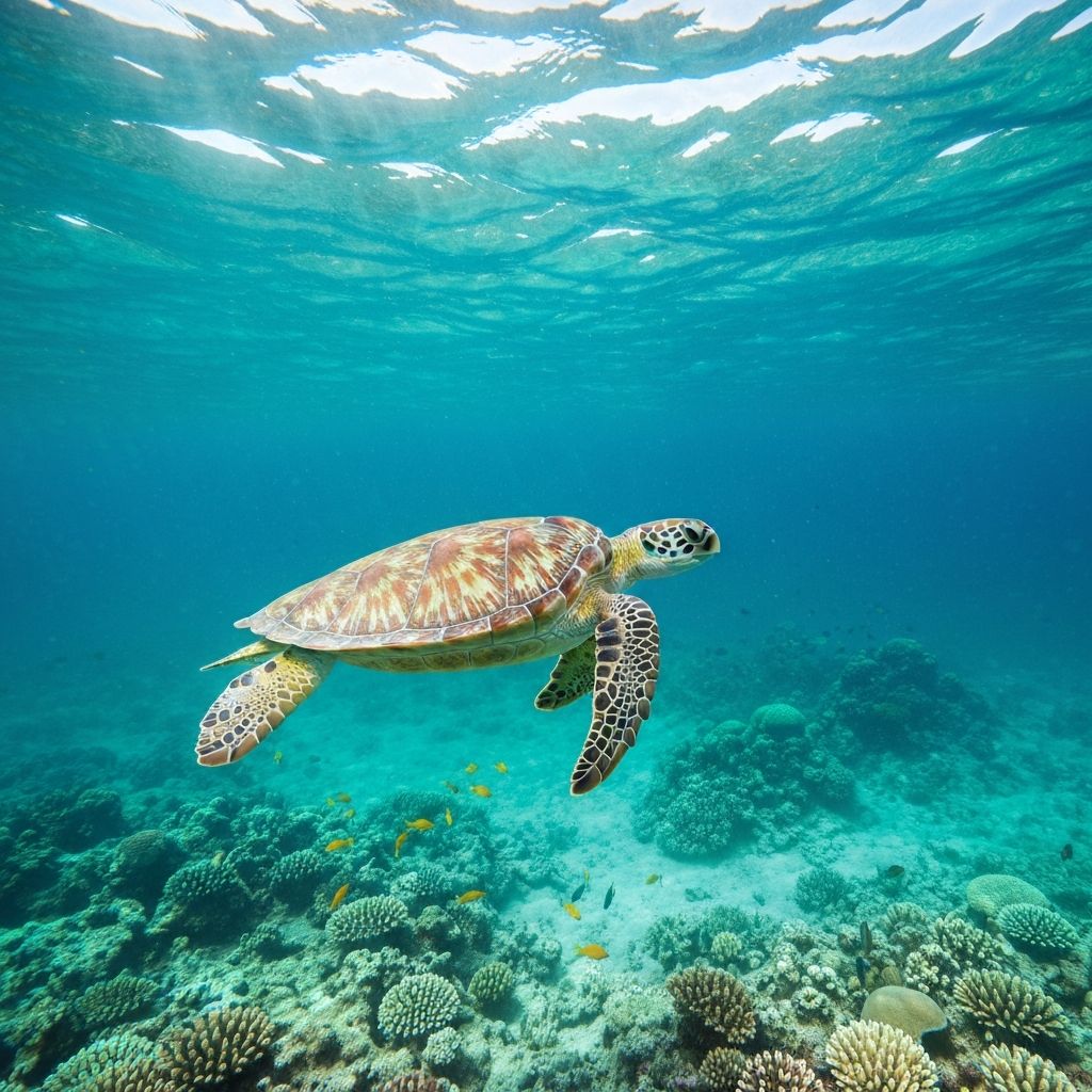Sea turtle swimming in ocean - marine conservation